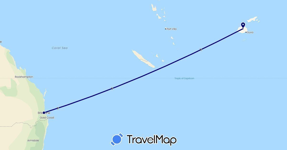 TravelMap itinerary: driving in Australia, Fiji (Oceania)